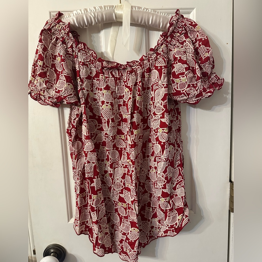 Vintage Loco Lindo Owl Novelty Print Blouse